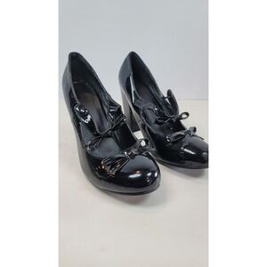 Block Heel Mary Jane Shoes Sz L 9-10 Black High Gothic